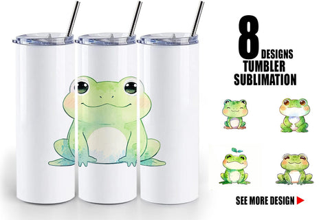 Tumbler Wrap Watercolor Frog Sublimation artnoy 