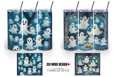 Tumbler Wrap Watercolor Ghosts Sublimation artnoy 