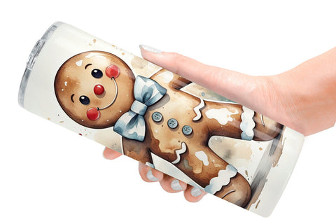 Tumbler Wrap Watercolor Gingerbread Man Sublimation artnoy 