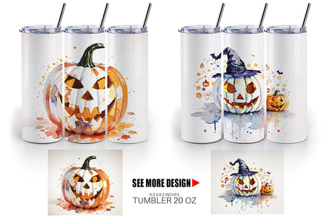 Tumbler Wrap Watercolor Jack O Lantern Sublimation artnoy 