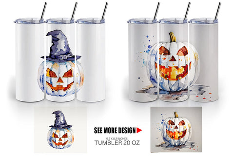 Tumbler Wrap Watercolor Jack O Lantern Sublimation artnoy 