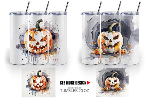 Tumbler Wrap Watercolor Jack O Lantern Sublimation artnoy 