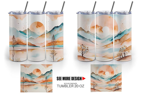 Tumbler Wrap Watercolor Landscape Sublimation artnoy 