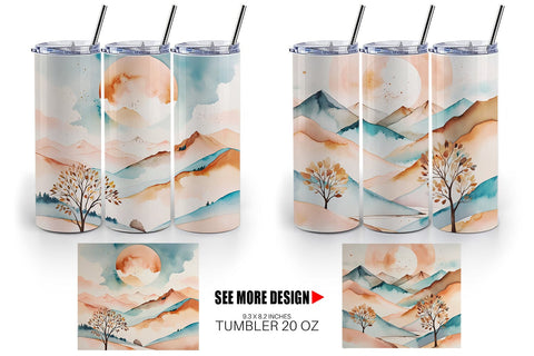 Tumbler Wrap Watercolor Landscape Sublimation artnoy 