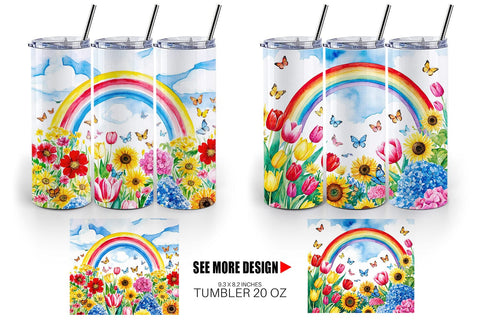 Tumbler Wrap Watercolor Lush Garden Sublimation artnoy 
