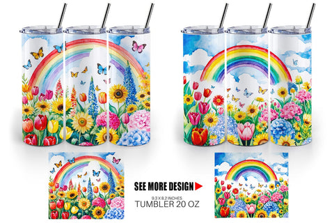 Tumbler Wrap Watercolor Lush Garden Sublimation artnoy 