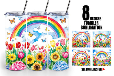 Tumbler Wrap Watercolor Lush Garden Sublimation artnoy 