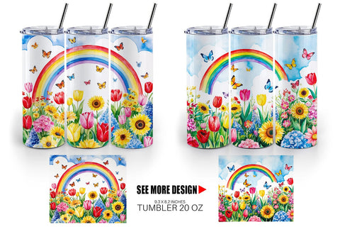 Tumbler Wrap Watercolor Lush Garden Sublimation artnoy 
