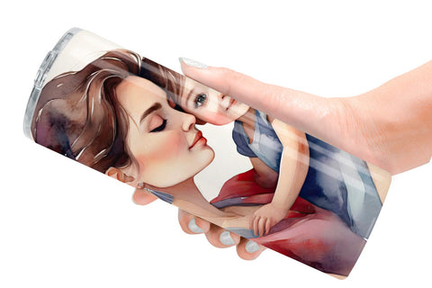 Tumbler Wrap Watercolor Mom and Kid Sublimation artnoy 