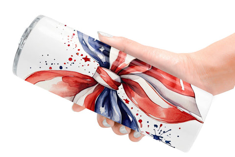 Tumbler Wrap Watercolor Patriotic Bow Sublimation artnoy 