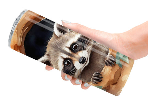 Tumbler Wrap Watercolor Raccoon Sublimation artnoy 