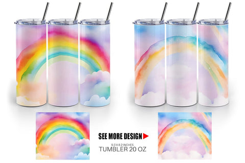 Tumbler Wrap Watercolor Rainbow Sky Sublimation artnoy 