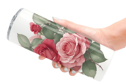 Tumbler Wrap Watercolor Red Rose Sublimation artnoy 