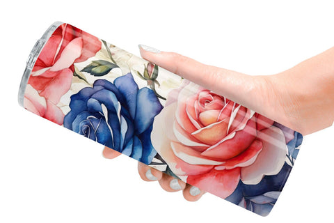 Tumbler Wrap Watercolor Roses Patriotic Sublimation artnoy 