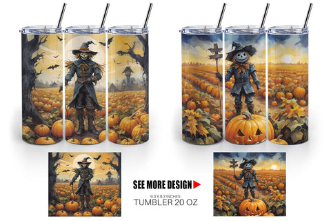 Tumbler Wrap Watercolor Scarecrow Sublimation artnoy 