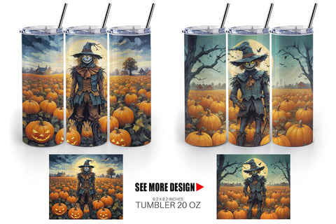 Tumbler Wrap Watercolor Scarecrow Sublimation artnoy 