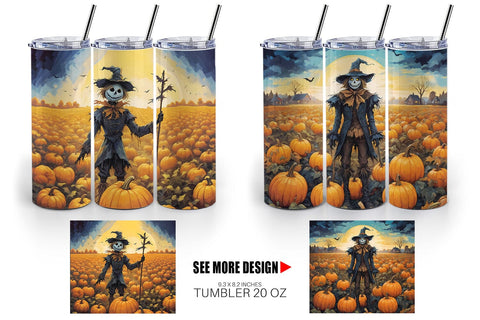 Tumbler Wrap Watercolor Scarecrow Sublimation artnoy 