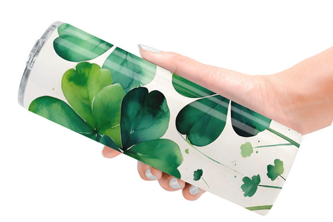 Tumbler Wrap Watercolor Shamrock Leaves Sublimation artnoy 