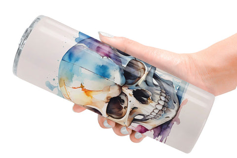 Tumbler Wrap Watercolor Skull Sublimation artnoy 