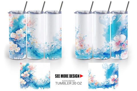 Tumbler Wrap Watercolor Splash Wave Sublimation artnoy 