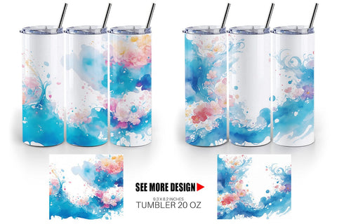 Tumbler Wrap Watercolor Splash Wave Sublimation artnoy 