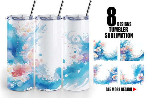 Tumbler Wrap Watercolor Splash Wave Sublimation artnoy 