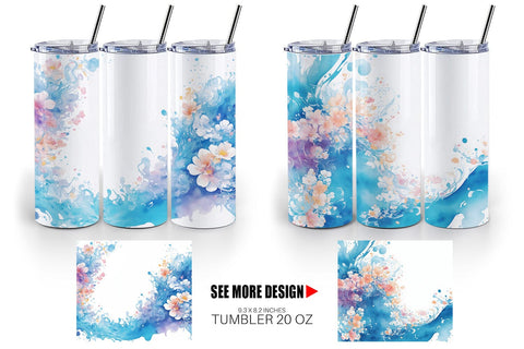 Tumbler Wrap Watercolor Splash Wave Sublimation artnoy 