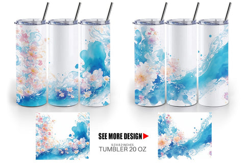 Tumbler Wrap Watercolor Splash Wave Sublimation artnoy 
