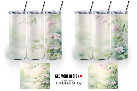 Tumbler Wrap Watercolor Spring Greenery Sublimation artnoy 
