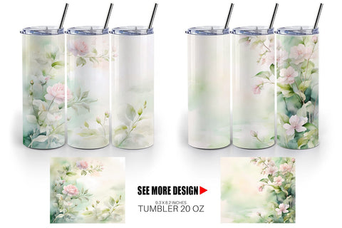 Tumbler Wrap Watercolor Spring Greenery Sublimation artnoy 