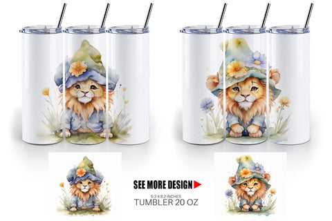 Tumbler Wrap Watercolor Spring Lion Sublimation artnoy 