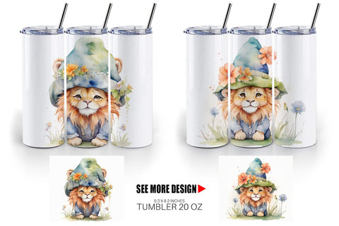 Tumbler Wrap Watercolor Spring Lion Sublimation artnoy 