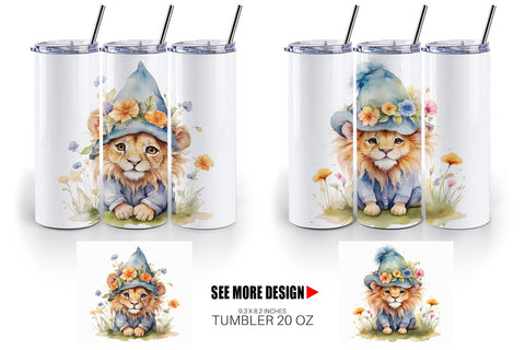 Tumbler Wrap Watercolor Spring Lion Sublimation artnoy 