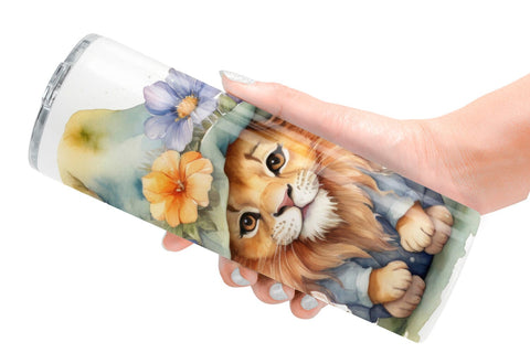 Tumbler Wrap Watercolor Spring Lion Sublimation artnoy 