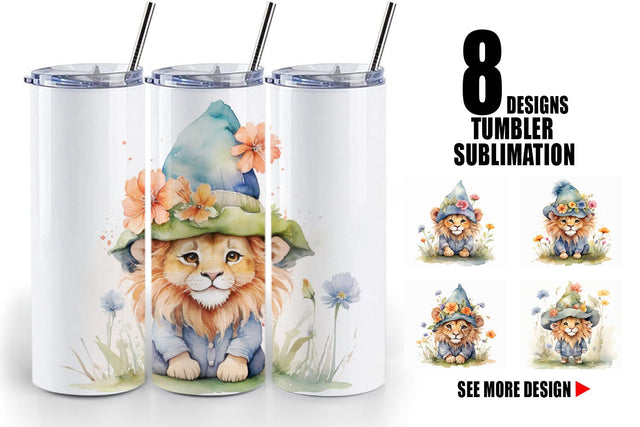 Tumbler Wrap Watercolor Spring Lion Sublimation artnoy 