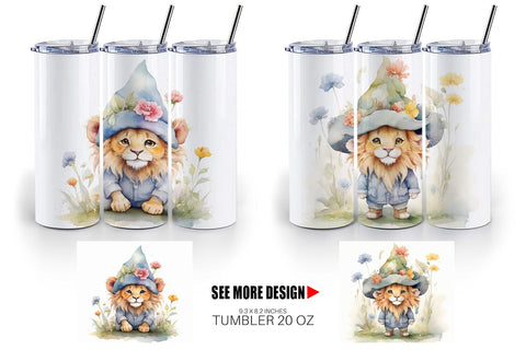 Tumbler Wrap Watercolor Spring Lion Sublimation artnoy 