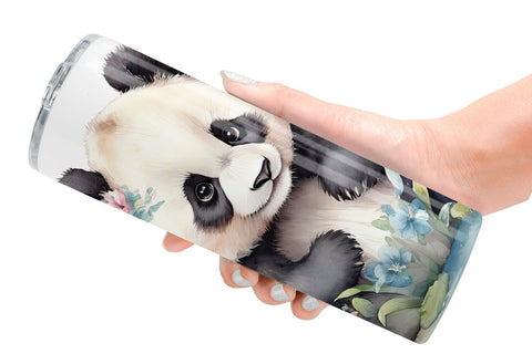 Tumbler Wrap Watercolor Spring Panda Sublimation artnoy 