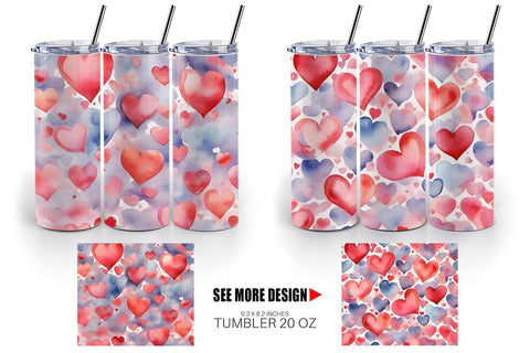 Tumbler Wrap Watercolor Texture Heart Sublimation artnoy 