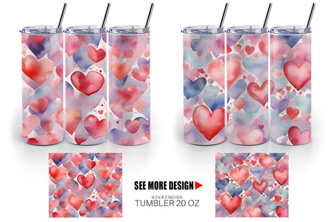 Tumbler Wrap Watercolor Texture Heart Sublimation artnoy 