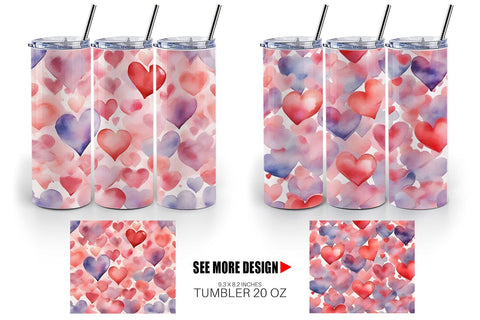 Tumbler Wrap Watercolor Texture Heart Sublimation artnoy 