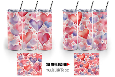 Tumbler Wrap Watercolor Texture Heart Sublimation artnoy 