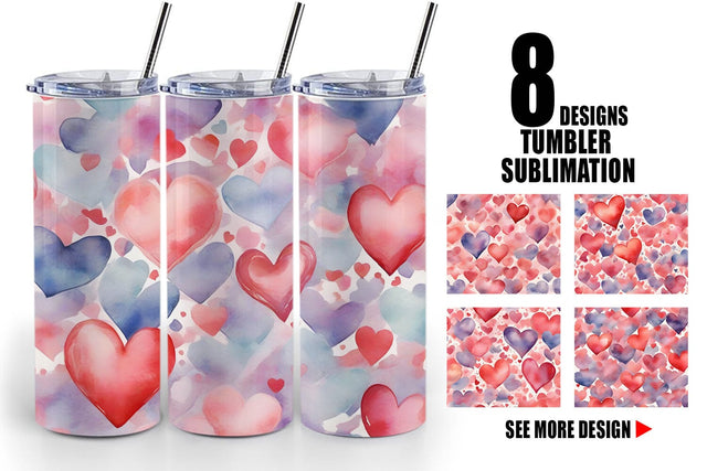 Tumbler Wrap Watercolor Texture Heart Sublimation artnoy 