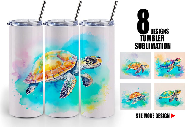 Tumbler Wrap Watercolor Turtle Sublimation artnoy 