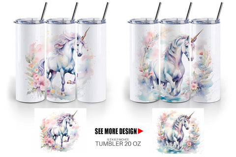 Tumbler Wrap Watercolor Unicorn Sublimation artnoy 
