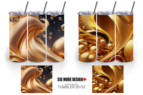 Tumbler Wrap Wave Liquid Gold Sublimation artnoy 