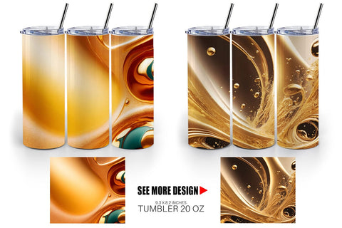 Tumbler Wrap Wave Liquid Gold Sublimation artnoy 