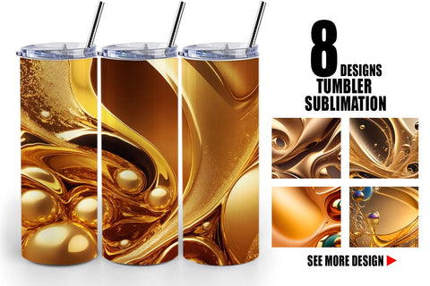Tumbler Wrap Wave Liquid Gold Sublimation artnoy 