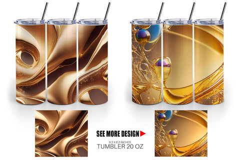Tumbler Wrap Wave Liquid Gold Sublimation artnoy 