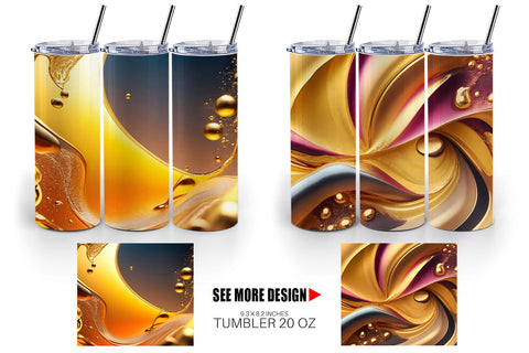 Tumbler Wrap Wave Liquid Gold Sublimation artnoy 