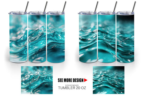 Tumbler Wrap Wavy Turquoise Fluid Sublimation artnoy 